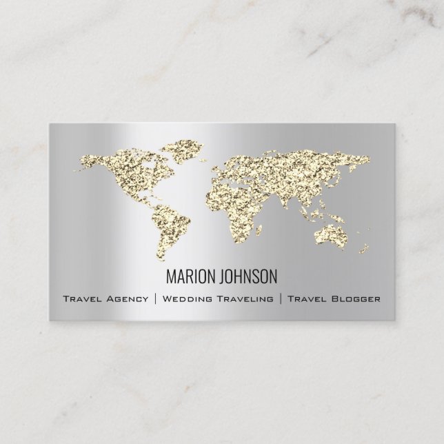 Investments Finance Wedding Travelling World Gold Business Card (Front)