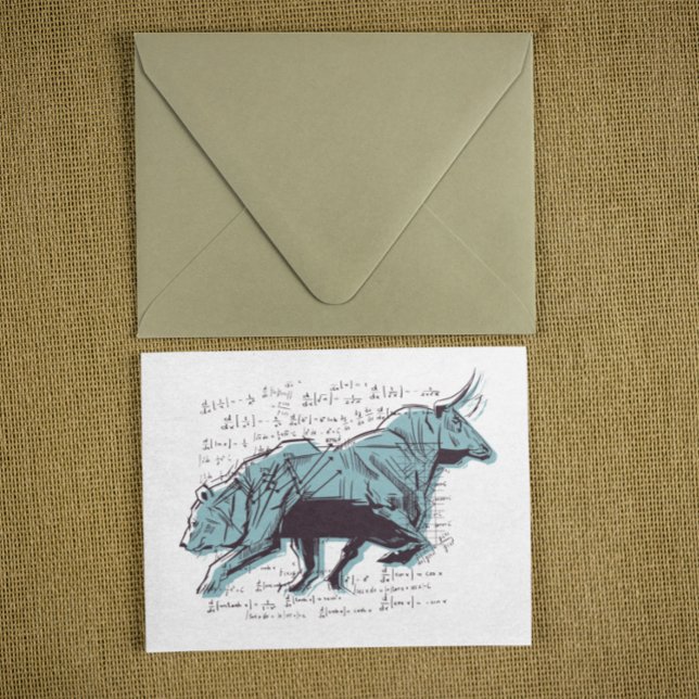 Investor Bull and Bear Stock Market Trading  Postcard (stock market bull and bear postcard)