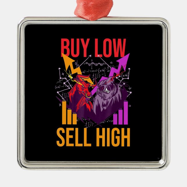 Investor Buy Low Sell High Metal Tree Decoration (Front)