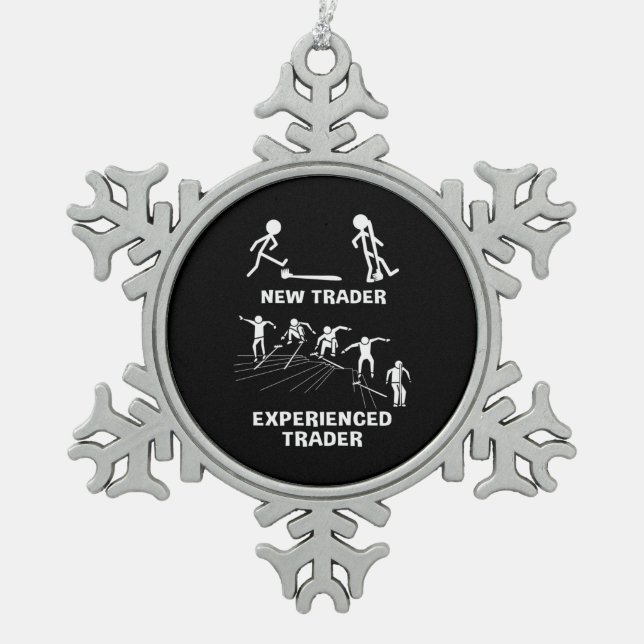 Investor Experienced Trader Snowflake Pewter Christmas Ornament (Front)