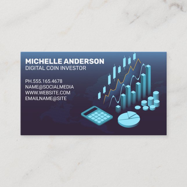 Investor | Finance | Stocks Chart Graph Business Card (Front)
