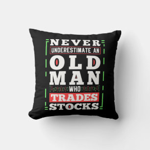 Investor Power Of A Old Man Who Trades Stocks Cushion