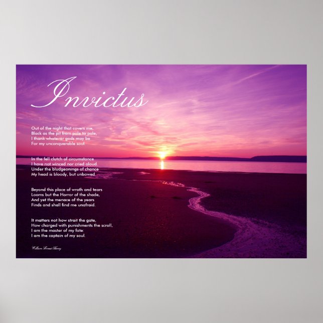 Invictus ~ Inspirational Poem Poster (Front)