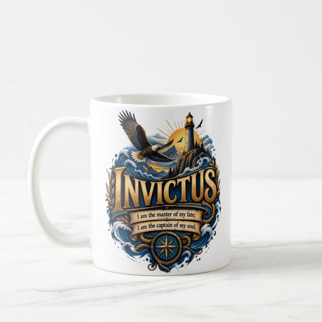 Invictus Inspirational Quote Mug (Left)