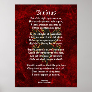 Invictus, Victorian poem black eagle Poster