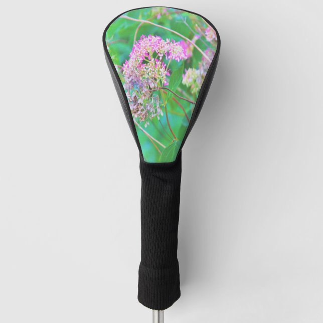 Invincibelle Spirit Hot Pink Hydrangeas on Aqua Golf Head Cover (Front)