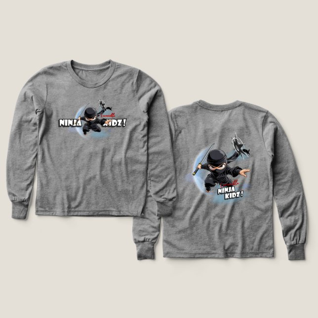 Invincible Ninja Kidz | Kids Tri-blend Long Sleeve (Design Front & Back)