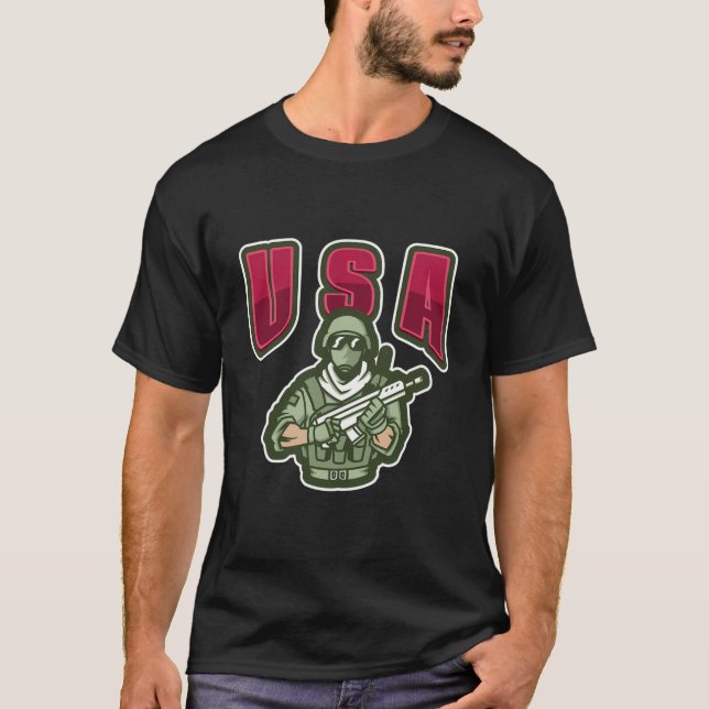 Invincible Soldier Styled U S A T-Shirt (Front)