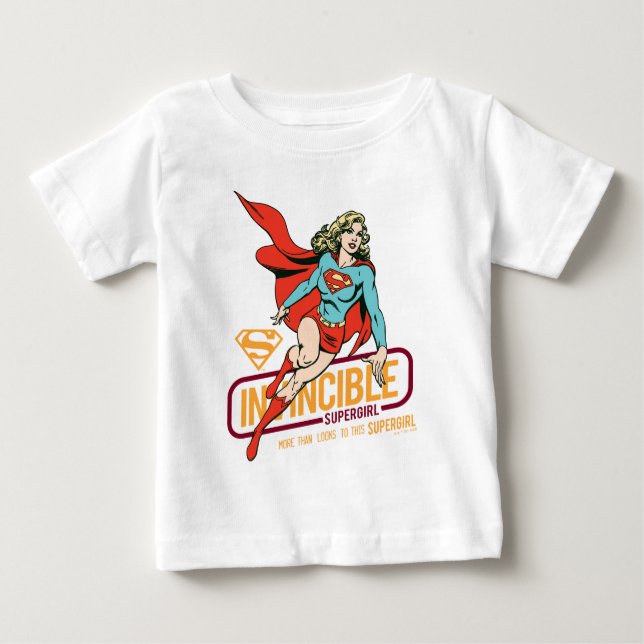 Invincible Supergirl Retro Graphic Baby T-Shirt (Front)