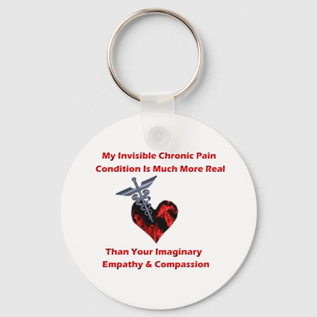 Invisible Chronic Pain Red Heart Key Ring (Front)
