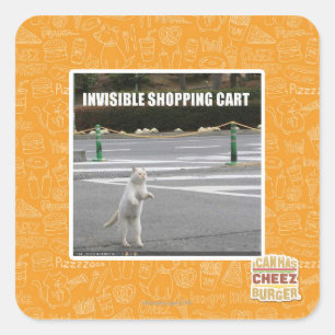 INVISIBLE SHOPPING CART SQUARE STICKER