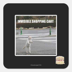 INVISIBLE SHOPPING CART SQUARE STICKER