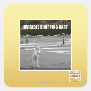 INVISIBLE SHOPPING CART SQUARE STICKER