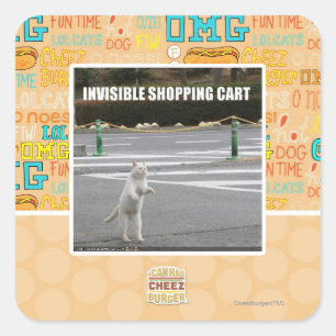 INVISIBLE SHOPPING CART SQUARE STICKER