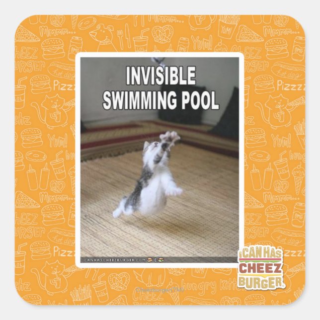 Invisible Swimming Pool Square Sticker (Front)