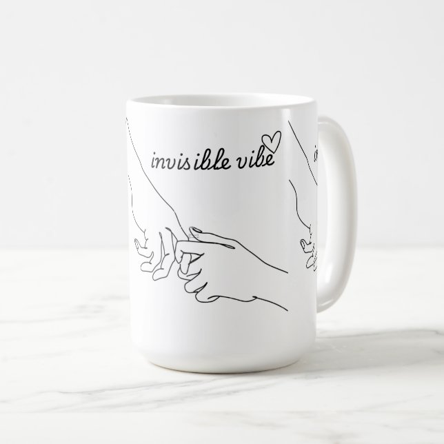 Invisible Vibe Minimal Line Art Mug (Front Right)