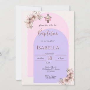 Invitación al bautismo rosado invitation