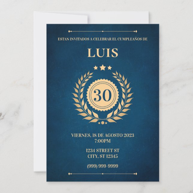 INVITACION AZUL Y DORADO INVITATION (Front)