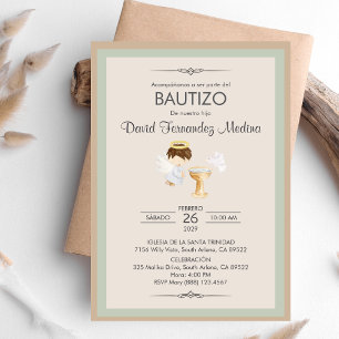Invitacion Bautizo Boy Angel Religious Baptism Invitation
