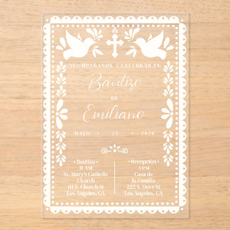 Invitación Bautizo Papel Picado Fiesta Mexicana Acrylic Invitations