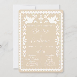 Invitación Bautizo Papel Picado Fiesta Mexicana Invitation