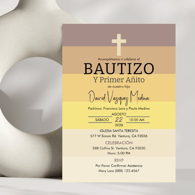 Invitacion Bautizo Primer Año 1st Birthday Baptism Invitation (Creator Uploaded)