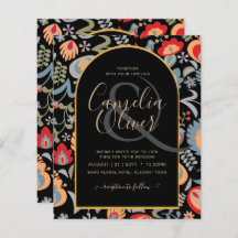 invitación bilingüe de boda de flores popular,