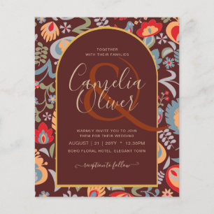 invitación bilingüe de boda de flores popular, flyer
