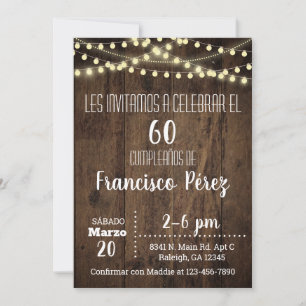 Invitación Birthday invitation, brown wood, light Invitation