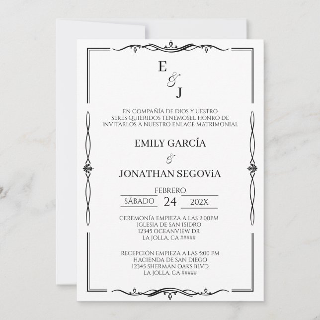 invitación blanco y negro minimalista invitation (Front)