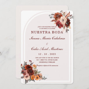 Invitación boda marsala en español invitation