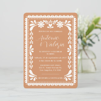 Invitación Boda Mexicana Papel Picado Hacienda Invitation