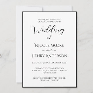 Invitación Boda Minimalista Blanco Y Negro Foto Invitation
