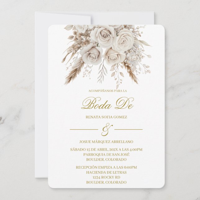 Invitación Boho blanco para boda  Invitation (Front)