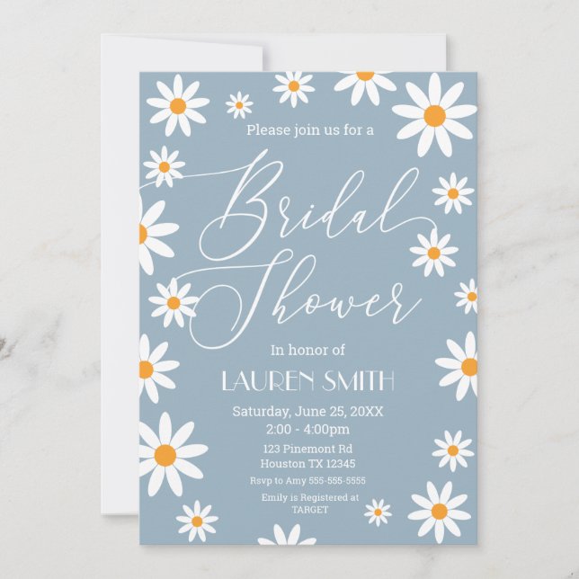 Invitación Boho Daisies Bridal Shower party Invitation (Front)