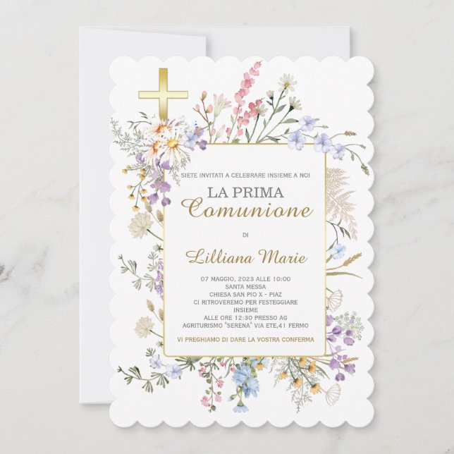 Invitación Comunión Niña Invitation (Front)