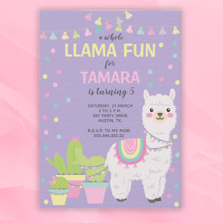 Invitación cumpleaños de Llama, llama divertida, c Invitation