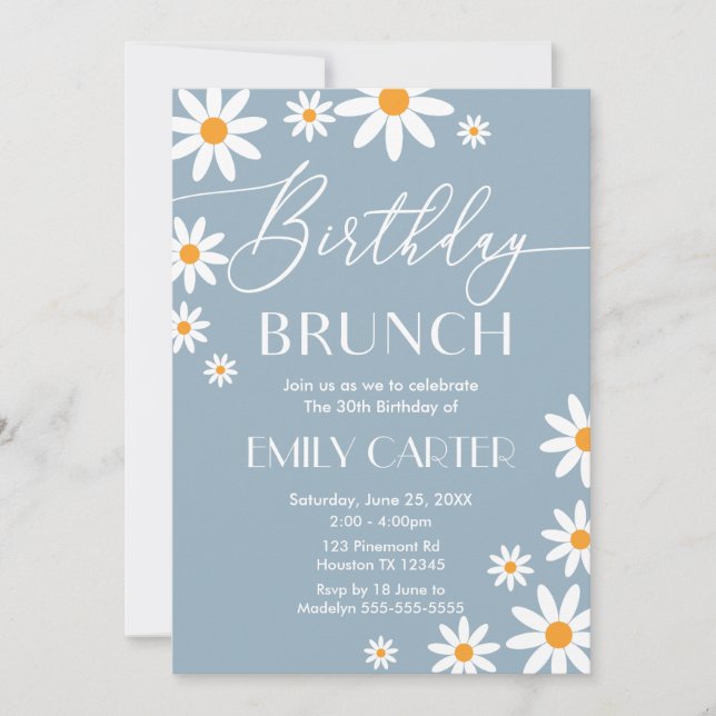 Invitación Daisies Birthday Brunch Party Invitatio Invitation (Front)