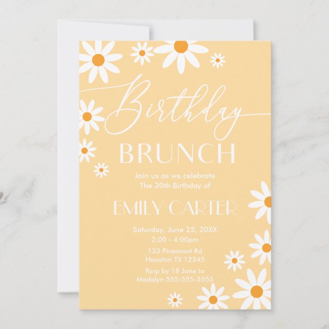 Invitación Daisies Birthday Brunch Party Invitatio Invitation (Front)