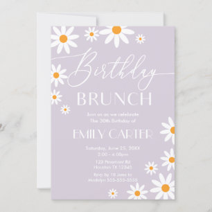 Invitación Daisies Birthday Brunch Party lilac In Invitation