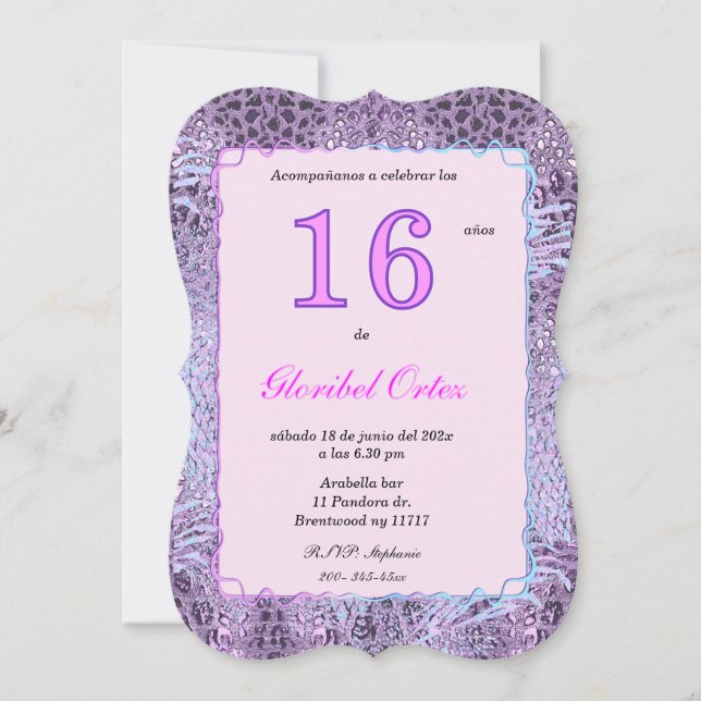 Invitación de 16 Años Mujer Invitation (Front)