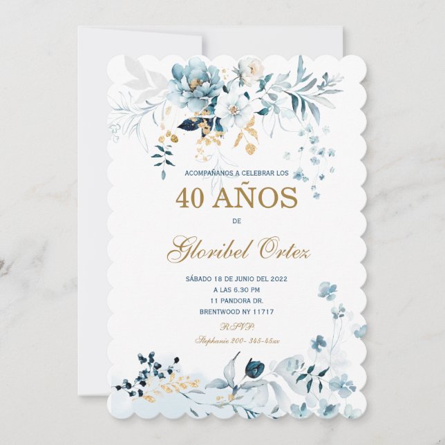 Invitación de 40 Años Mujer Invitation (Front)