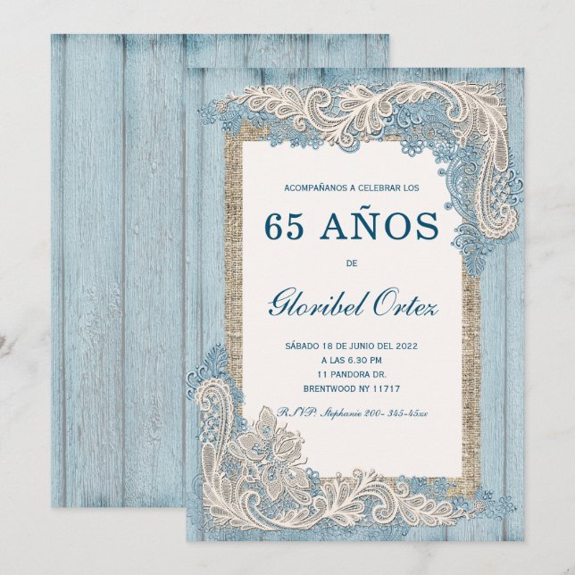 Invitación de 65 Años Mujer Invitation (Front/Back)