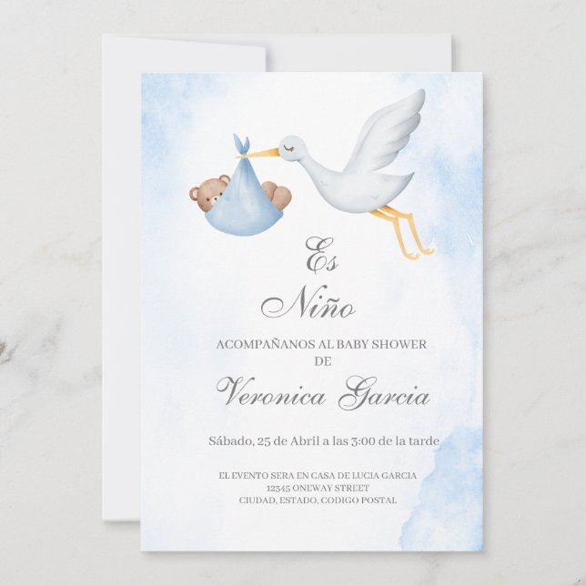 Invitacion de baby shower para niño invitation (Front)