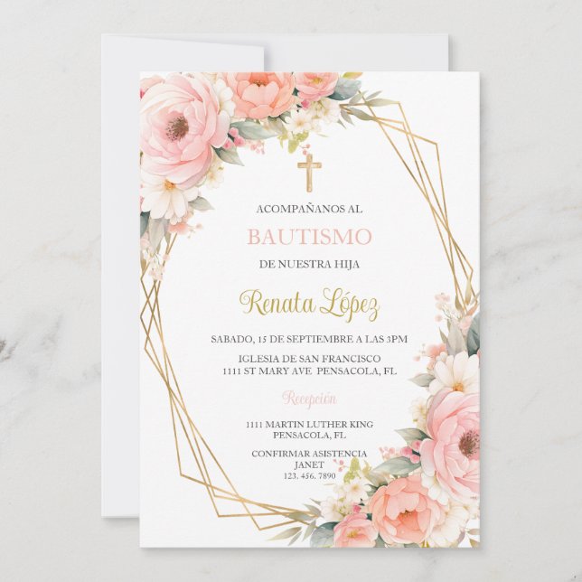Invitacion de bautismo  invitation (Front)