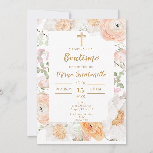 Invitación de bautismo para niña invitation (Front)