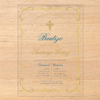 Invitación de bautismo para niño acrylic invitations