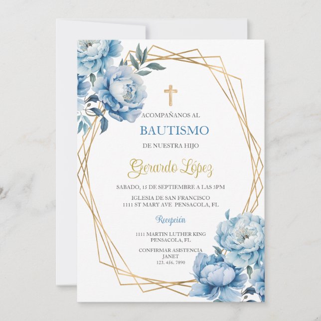 Invitación de bautismo para niño invitation (Front)