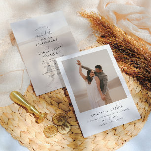 Invitación de Boda Boho y Elegante con 2 Fotos Invitation