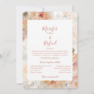 Invitación de boda con con rosas invitation
